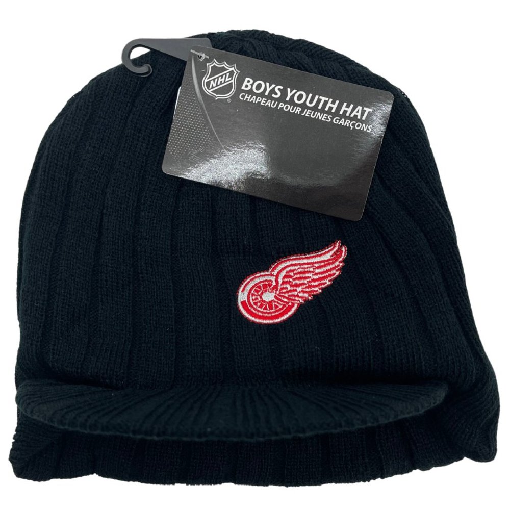 NHL | Boy's Black Detroit Red Wings Winter Hat | One Size